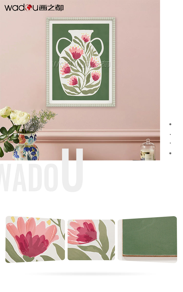 Vase Flower Art - Printed Paper with 50% Gel & Beads Frame