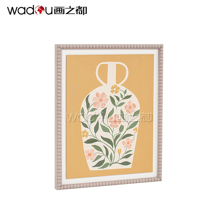 Vase Flower Art - Printed Paper with 50% Gel & Pine Wood Frame