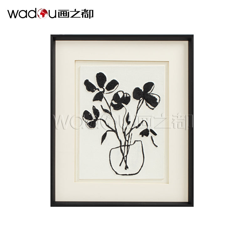 Flowers Framed Art -Glass and Surface Textured Sand Stone KT Board & PS Frame