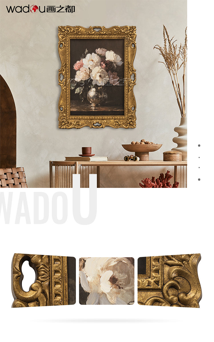 Flower Framed Art -Canvas Printing and 30%Hand Touch & MDF Frame