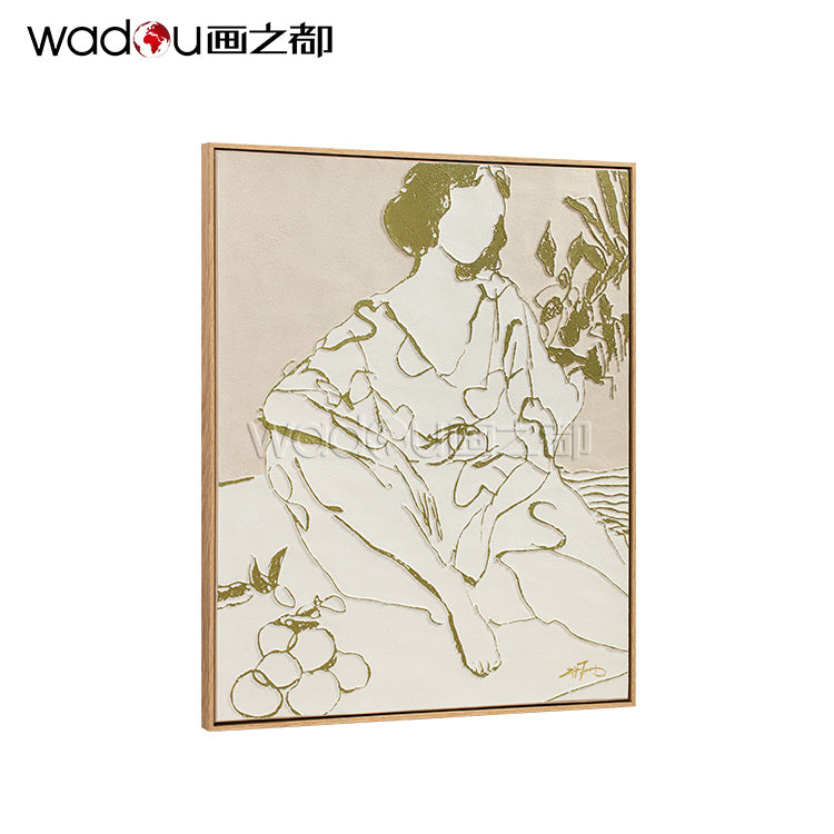 Woman Framed Art-100% Hand-Painted Rubbing & PS Frame