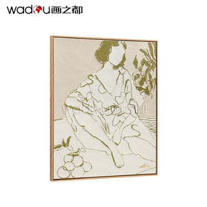 Woman Framed Art-100% Hand-Painted Rubbing & PS Frame