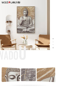 Buddha Framed Art-Matte Canvas and Glitter with Studs & PS Frame