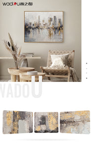 City Framed Art- Canvas Print and 30% Hand Touch with Leaf-Gilding & PS Frame