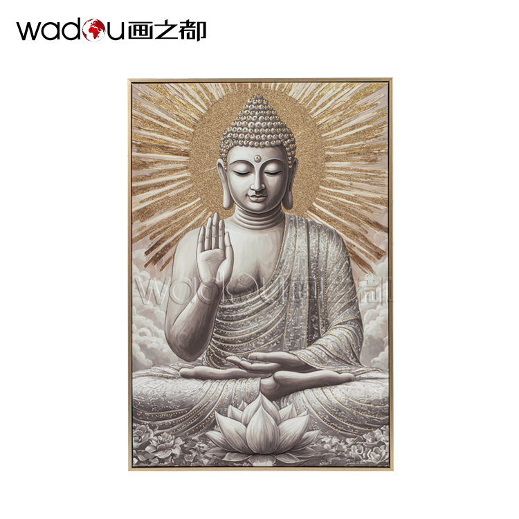 Buddha Framed Art-Matte Canvas and Glitter with Studs & PS Frame
