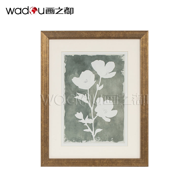Flowers Framed Art- Glass and Paper Printing & PE Frame