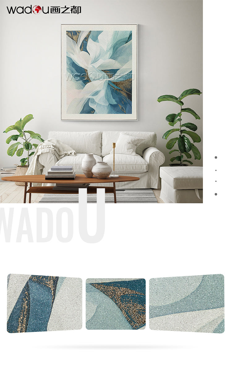 Flowers Framed Art -Heavy Glitter Canvas and Embossed foil  & PS Frame