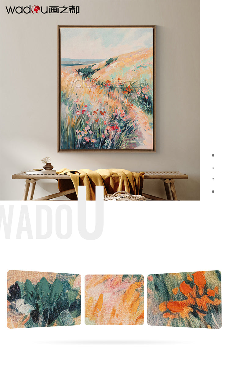 Scenery Framed Art -Flat Bed Print and 50% Brushwork Art & PS Frame