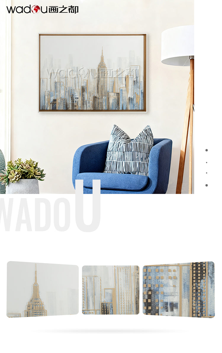 City Framed Art -2mm Foil on Glass and Papper Printing & PE Frame