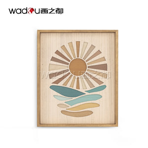 Wood Art -Paper printed mounted on 2.6mm MDF+2.6mm MDF mounted on wood  veneer carving