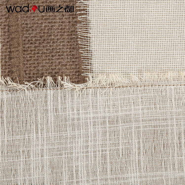 Framed Art-Cotton Fabric Flat Printing and Frayed Edge Linen with Embroidery& PS Frame