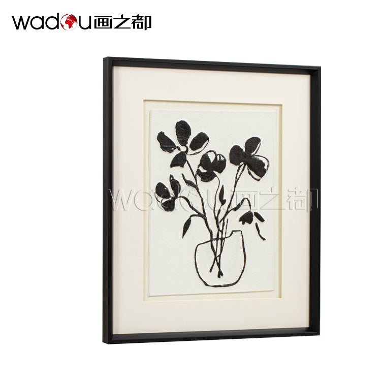 Flowers Framed Art -Glass and Surface Textured Sand Stone KT Board & PS Frame