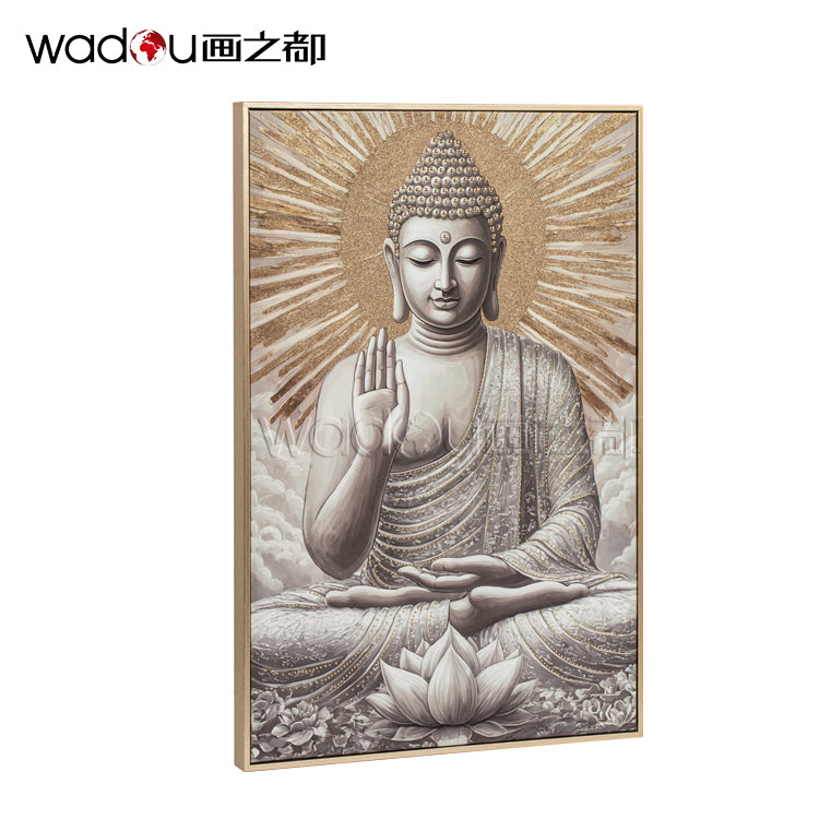 Buddha Framed Art-Matte Canvas and Glitter with Studs & PS Frame