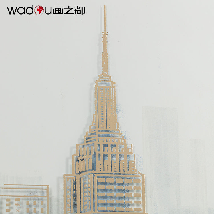 City Framed Art -2mm Foil on Glass and Papper Printing & PE Frame