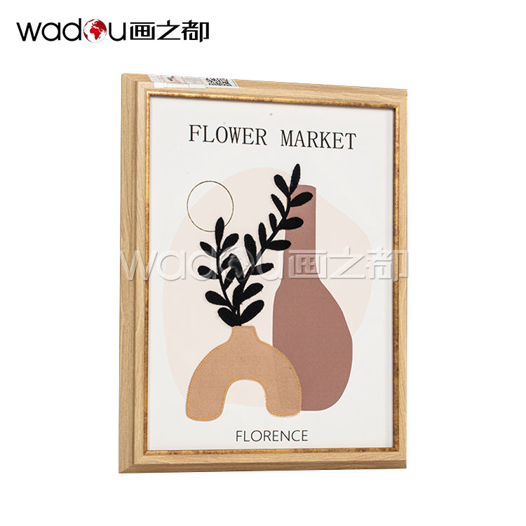 Plant art-canvas printed & towel embroidery & applique Embroidery