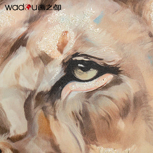 Lion Framed Art -Painting Canvas and High Gloss With Mixed cutouts & PS Frame