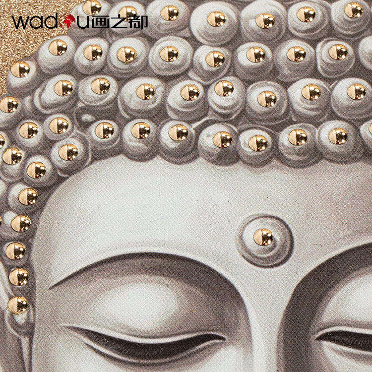 Buddha Framed Art-Matte Canvas and Glitter with Studs & PS Frame