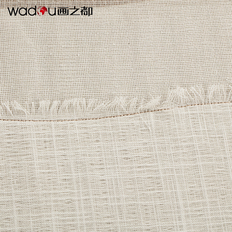 Framed Art-Cotton Fabric Flat Printing and Frayed Edge Linen with Embroidery& PS Frame