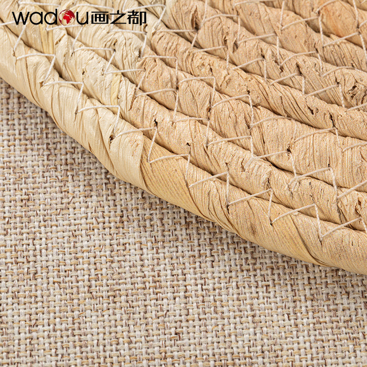 Wood Art - Mesh Rattan Weaving Printed with Linen Canvas & Pine Wood Frame