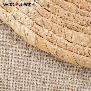 Wood Art - Mesh Rattan Weaving Printed with Linen Canvas & Pine Wood Frame