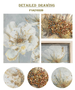 Framed Art - Glitter paper printed & Gold leafing & Jewelry