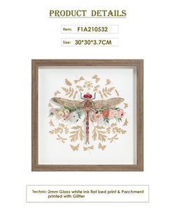 Framed Art - White ink flat bed print & Parchement printed with Glitter